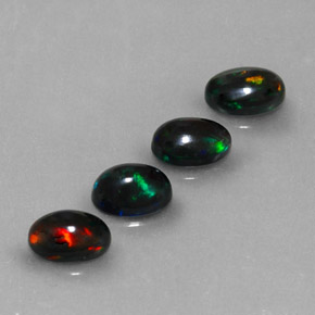 1.86 ct Multicolor Black Opal Stone, Natural Black Opal in Oval Cabochon Shape for Sale