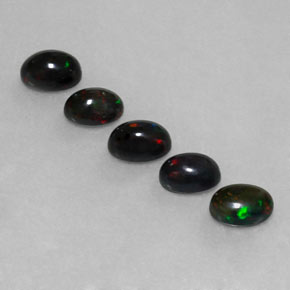 2.45 ct Multicolor Black Opal Gemstone, Black Opal Gem in Oval Cabochon Shape for Sale.