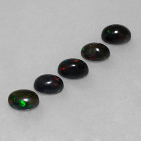 2.45 ct Multicolor Black Opal Stone, Natural Black Opal in Oval Cabochon Shape for Sale