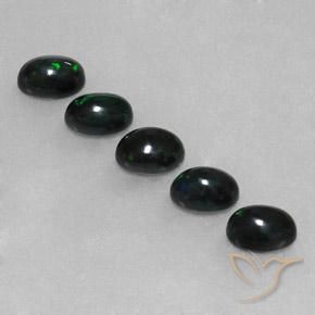 Лот из Бирмы: 5 шт. Овал Многоцветный Черный Опал - общий вес 2,65 ct / средний вес. 0,53 ct каждый, размер 7 x 5 mm, цвет: Многоцветный, твердость по Моосу 5,5 - 6,5, Photo A