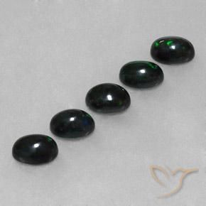 2.65 ctw Multicolor Black Opal Stones, Natural Black Opal in Oval Cabochon Shape for Sale