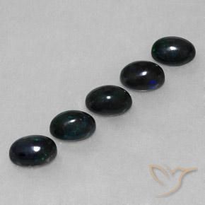 2.49 ctw Multicolor Black Opal Stones, Natural Black Opal in Oval Cabochon Shape for Sale