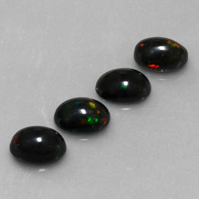 1.93 ct Multicolor Black Opal Stone, Natural Black Opal in Oval Cabochon Shape for Sale