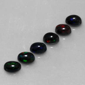 2.23 ct Multicolor Black Opal Stone, Natural Black Opal in Oval Cabochon Shape for Sale