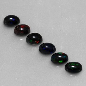 Black Opal Gemstone in 6 x 4 mm (calibrated) Size for Sale, Black Opal Stone in Multicolor Color