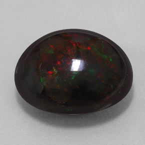 17.67 ct Multicolor Black Opal Stone, Natural Black Opal in Oval Cabochon Shape for Sale