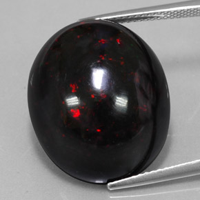 20.04 ct Multicolor Black Opal Gemstone, Black Opal Gem in Oval Cabochon Shape for Sale.