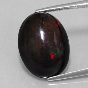 7.87 ct Multicolor Black Opal Gemstone, Black Opal Gem in Oval Cabochon Shape for Sale.