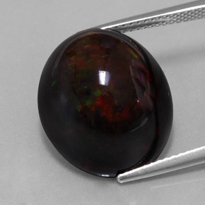 13.63 ct Multicolor Black Opal Gemstone, Black Opal Gem in Oval Cabochon Shape for Sale.