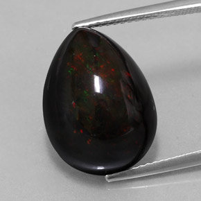 9.42 ct Multicolor Black Opal Gemstone, Black Opal Gem in Pear Cabochon Shape for Sale.