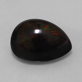 9.42 ct Multicolor Black Opal Stone, Natural Black Opal in Pear Cabochon Shape for Sale
