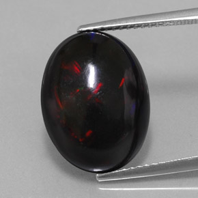 5.63 ct Multicolor Black Opal Gemstone, Black Opal Gem in Oval Cabochon Shape for Sale.