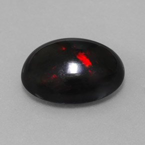 5.63 ct Multicolor Black Opal Stone, Natural Black Opal in Oval Cabochon Shape for Sale