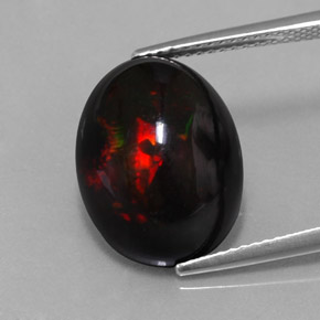 8.11 ct Multicolor Black Opal Gemstone, Black Opal Gem in Oval Cabochon Shape for Sale.