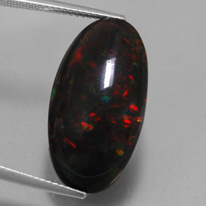 17.92 ct Multicolor Black Opal Stone, Natural Black Opal in Oval Cabochon Shape for Sale