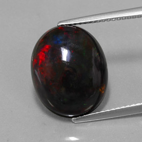 5.81 ct Multicolor Black Opal Gemstone, Black Opal Gem in Oval Cabochon Shape for Sale.