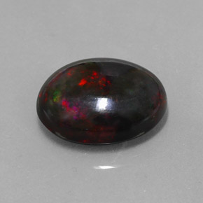 5.81 ct Multicolor Black Opal Stone, Natural Black Opal in Oval Cabochon Shape for Sale