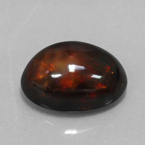 6.02 ct Multicolor Black Opal Stone, Natural Black Opal in Oval Cabochon Shape for Sale