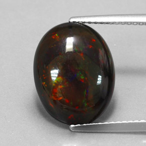 3.17 ct Multicolor Black Opal Gemstone, Black Opal Gem in Oval Cabochon Shape for Sale.