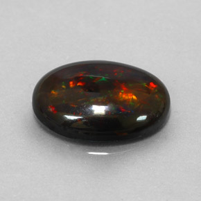 3.17 ct Multicolor Black Opal Stone, Natural Black Opal in Oval Cabochon Shape for Sale
