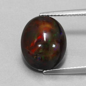 4.31 ct Multicolor Black Opal Gemstone, Black Opal Gem in Oval Cabochon Shape for Sale.