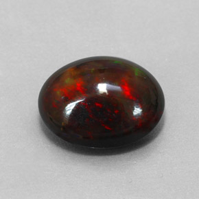 4.31 ct Multicolor Black Opal Stone, Natural Black Opal in Oval Cabochon Shape for Sale