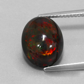 3.73 ct Multicolor Black Opal Gemstone, Black Opal Gem in Oval Cabochon Shape for Sale.