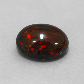 3.73 ct Multicolor Black Opal Stone, Natural Black Opal in Oval Cabochon Shape for Sale