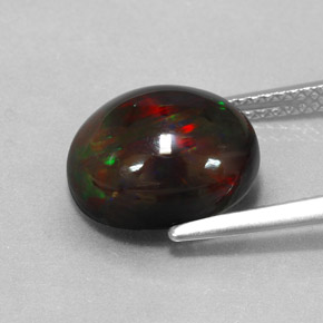 Black Opal Gemstone in 12 x 10 mm (calibrated) Size for Sale, Black Opal Stone in Multicolor Color