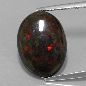 3.60 ct Multicolor Black Opal Gemstone, Black Opal Gem in Oval Cabochon Shape for Sale.