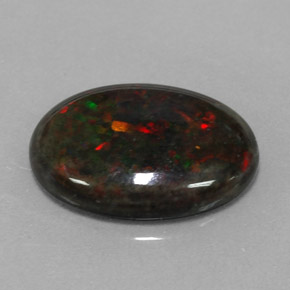 3.60 ct Multicolor Black Opal Stone, Natural Black Opal in Oval Cabochon Shape for Sale