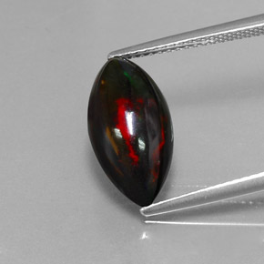 3.06 ct Multicolor Black Opal Gemstone, Black Opal Gem in Marquise Cabochon Shape for Sale.