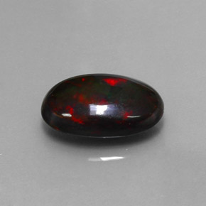 3.80 ct Multicolor Black Opal Stone, Natural Black Opal in Oval Cabochon Shape for Sale