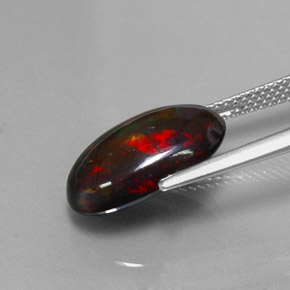 Black Opal Gemstone in 15.2 x 9.5 mm Size for Sale, Black Opal Stone in Multicolor Color