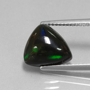 2.56 ct Multicolor Black Opal Gemstone, Black Opal Gem in Trillion Cabochon Shape for Sale.