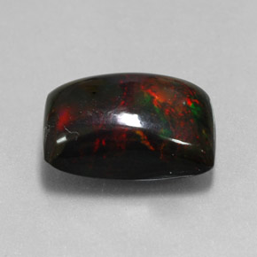 5.58 ct Multicolor Black Opal Stone, Natural Black Opal in Baguette Cabochon Shape for Sale