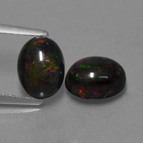 Multicolor Black Opal Gem - 1.1ct Oval Cabochon (ID: 464890)