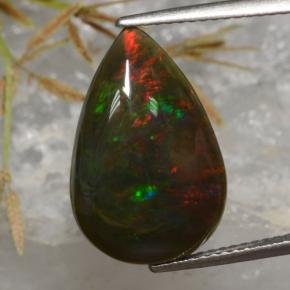 Multicolor Black Opal 4.6ct Pear from Ethiopia Gemstone