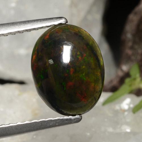 Multicolor Black Opal Gem - 1.3ct Oval Cabochon (ID: 471983)