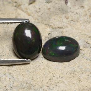 Multicolor Black Opal Gem - 1.2ct Oval Cabochon (ID: 473116)