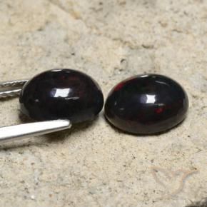 Black Opal Gemstones in 9 x 7 mm (calibrated) Size for Sale, Black Opal Stones in Multicolor Color