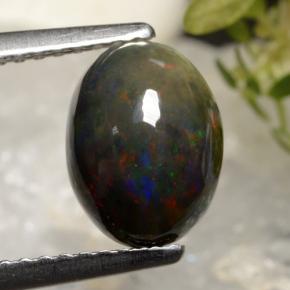 Multicolor Ópalo Negro Gema - 1.4ct Cabujón Óvalo (ID: 473149)