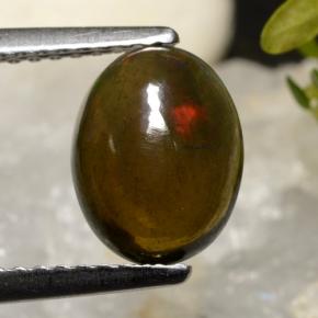 Multicolor Black Opal Gem - 1.1ct Oval Cabochon (ID: 473150)