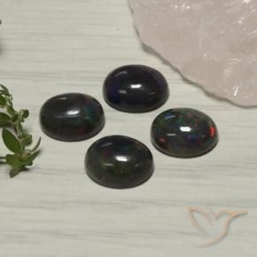 Black Opal Gemstones in 9 x 7 mm (calibrated) Size for Sale, Black Opal Stones in Multicolor Color
