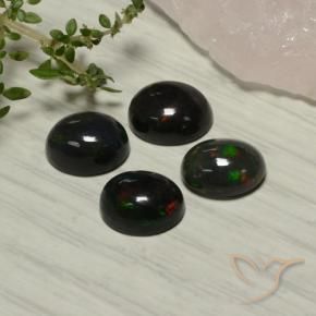Black Opal Gemstones in 9 x 7 mm (calibrated) Size for Sale, Black Opal Stones in Multicolor Color