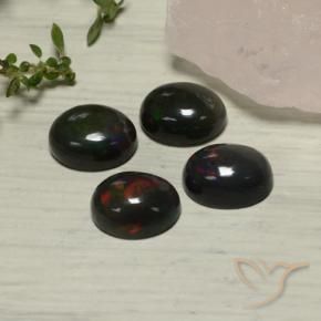 Black Opal Gemstones in 9 x 7 mm (calibrated) Size for Sale, Black Opal Stones in Multicolor Color