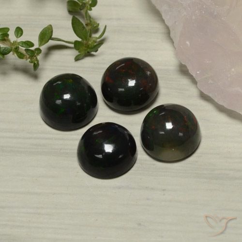 6.38ctw Natural Multicolor Black Opal, Round, Translucent