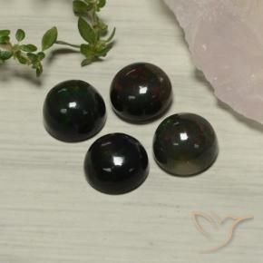 Black Opal Gemstones in 8 mm (calibrated) Size for Sale, Black Opal Stones in Multicolor Color