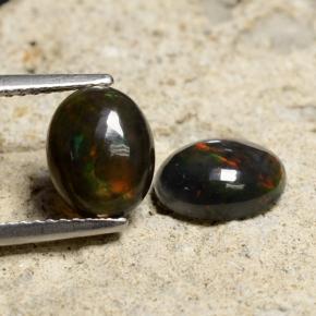 Multicolor Black Opal Gem - 1ct Oval Cabochon (ID: 473366)