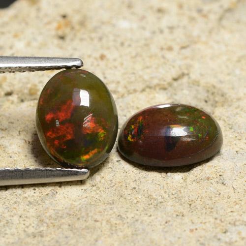 Multicolor Black Opal Gem - 1ct Oval Cabochon (ID: 473368)
